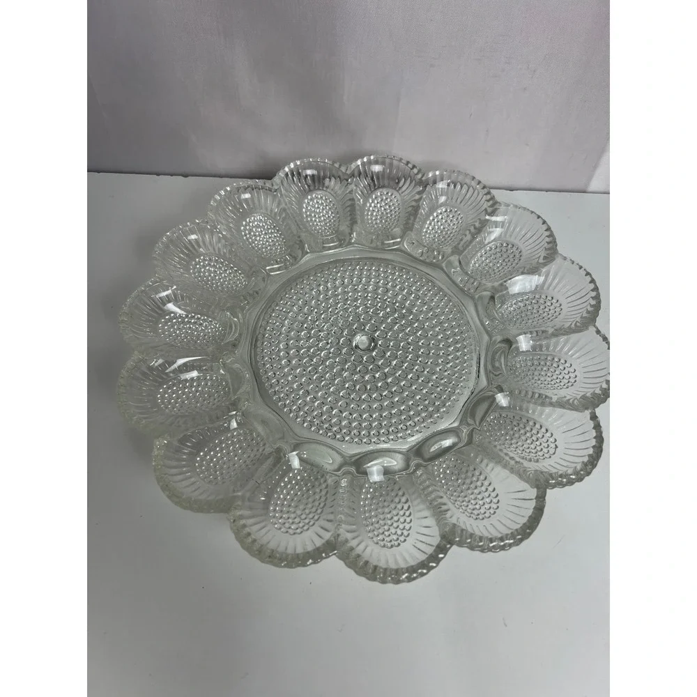 Indiana Glass Vintage 2410 Crystal Egg Relish Tray 11 Inch Deviled Egg Plate